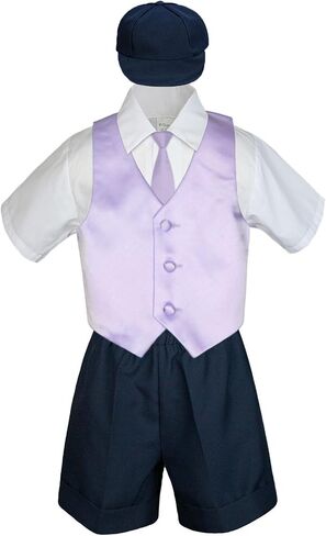 5pc Baby Toddlers Boy Gold Vest Bow Tie Set Black Suit Outfit Cap S-4T (4T) in Saudi Arabia
