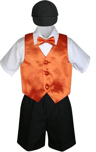 5pc Baby Toddlers Boy Gold Vest Bow Tie Set Black Suit Outfit Cap S-4T (4T) in Saudi Arabia