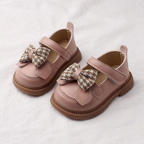 Baby Mary Jane Chunky Flat𝐬 Infant Platform Slip On Heel Leather Flat𝐬 Round Toe School Uniform Dress Shoes with Bow in Saudi Arabia