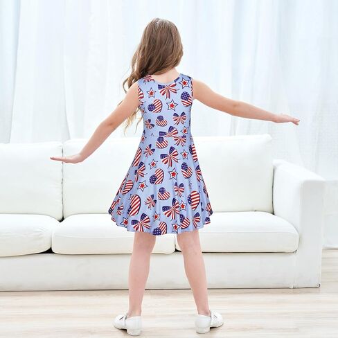فستان JESKIDS للفتيات الصغيرات بتصميم يونيكورن بدون أكمام فساتين كاجوال مطبوعة فستان الشمس in Kuwait