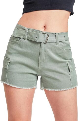 YMI Women’s High Rise Belted Cargo Shorts in Saudi Arabia