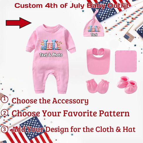 Personalized 4th of July Baby Boy Outfit, 4th of July Outfits for Girls, Custom Newborn Coming Home from Hospital Outfit in Saudi Arabia