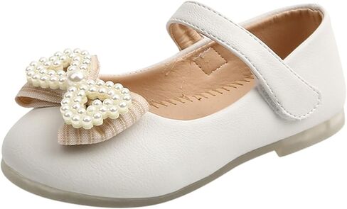 Girls Cute Sandals Pearl Bow Knot Leather Soft Closed Toe Mary Jane Shoes Toddler Ankle Wedding Princess Dress Shoes in Saudi Arabia