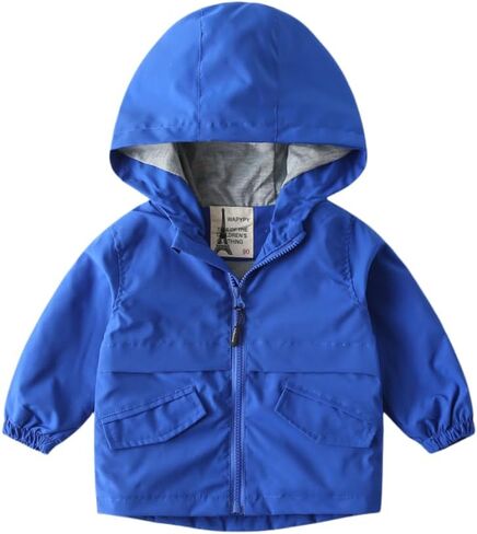 Meufam Baby Raincoat 18 Month Rain Jacket Solid Color Windbreak Outerwear Zip Up Hoodie Long Sleeve Coat for Infants Toddler in Kuwait