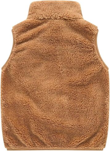 Boys Full Zip Fleece Vest Closure Sleeveless Outwear Warm Jacket Waistcoat Christmas Solid Color Clothes with Pockets in Saudi Arabia