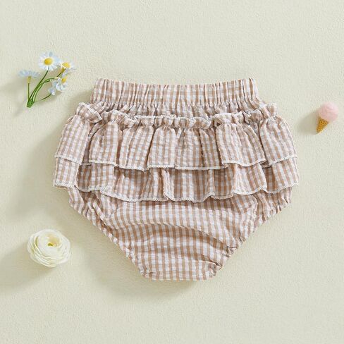 DSORVICD Newborn Baby Girl Diaper Cover Striped/Plaid Print Ruffle Bloomers Summer Infant Panties Shorts in Kuwait