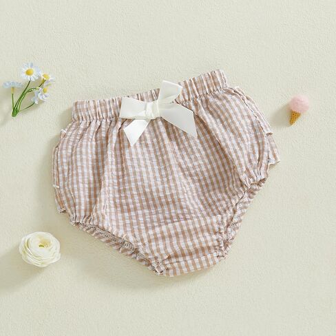 DSORVICD Newborn Baby Girl Diaper Cover Striped/Plaid Print Ruffle Bloomers Summer Infant Panties Shorts in Kuwait