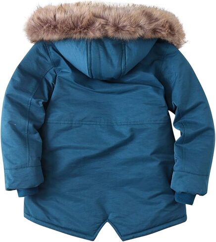 Evelin LEE Kids Boys Faux Fur Collar Hooded Zip Up Jacket Fleece Lined Winter Warm Outerwear Coat in Saudi Arabia