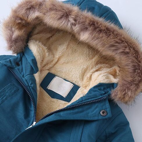 Evelin LEE Kids Boys Faux Fur Collar Hooded Zip Up Jacket Fleece Lined Winter Warm Outerwear Coat in Saudi Arabia