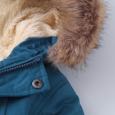 Evelin LEE Kids Boys Faux Fur Collar Hooded Zip Up Jacket Fleece Lined Winter Warm Outerwear Coat in Saudi Arabia