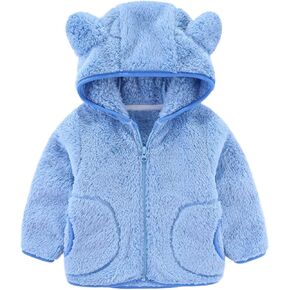 Kids Boys Flannel Bear Ear Hoodie Coats Sweatshirt Girls Winter Fleece Zipper Hooded Coat&jacket Girls Cute Coats