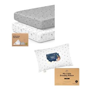 KeaBabies 2-Pack Fitted Crib Sheets for Boys, Girls and Mini Toddler Pillow with Pillowcase 9X13 - Soft & Breathable Toddler Bedding Set - Kids Small Travel Pillows for Sleeping