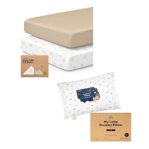 KeaBabies 2-Pack Fitted Crib Sheets for Boys, Girls and Mini Toddler Pillow with Pillowcase 9X13 - Soft & Breathable Toddler Bedding Set - Kids Small Travel Pillows for Sleeping