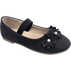 Girls Dress Shoes with Flower Embellishment Low Heel Ballet Party Wedding Flats TR319