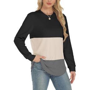 AURUZA Womens Sweatshirts Hoodies Fleece Long Sleeve Crewneck Oversized Pullover Sweaters Casual Crew Neck Fall Clothes Pink in Kuwait