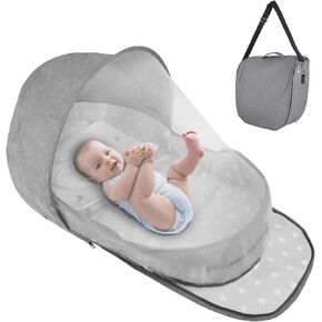 Portable Bassinet for Baby Travel & Home - Lightweight Foldable Bedside Sleeper with Breathable Mesh, Carry Bag & Storage Pocket, Compact Bassinets for Newborn Infant, Safe Cosleeping Design