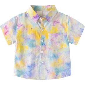 Boys Hawaiian Shirt Cool Summer Hawaii Shirts Toddler Baby Boys Casual Short Sleeve Button Down Aloha Beach Tee