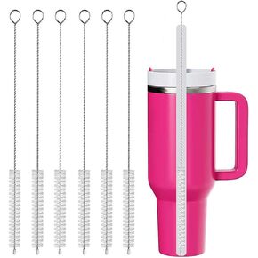 Straw Cleaner Brush Long 10 Inch, Straw Cleaner of Bristles Diameter 10 mm, Reusable Stainless Steel Nylon Straw brush can be used to Clean Stanley Mug, Sippy Cups, Baby Bottles,Coffee Machine (6 PCS)