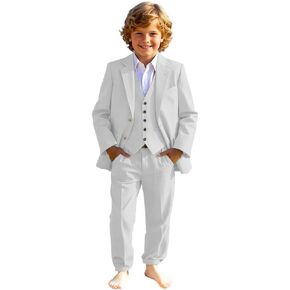 3 PC Kids Suits for Boys Notch Lapel Toddler Suit Formal Tuxedo Suit for Kids Ring Bearer Outfit