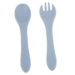 1 Set Silicone Utensils Set Lightweight Fork and Spoon for Feeding Comfortable Grip Non Slip Handle Portable Tableware