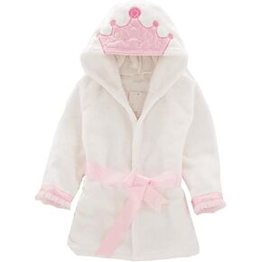 Unisex Baby Plush Bathrobe, Toddler Baby Boys Girls Cute Cartoon Animal Face Robe Flannel Hooded Fleece Bathrobe