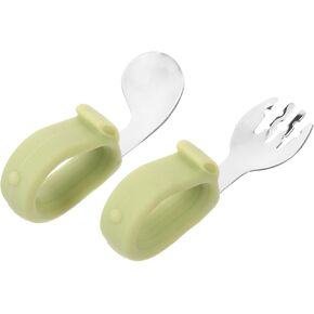 1Set Self Feeding Utensils Portable Fork and Spoon for Handle Training Cutlery Lightweight Travel Friendly Design