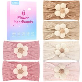 6 PCS Baby Girls 'Flower Beadbrings Higds for Neleborn Infant Toddler Soft Soft Nylon Bandbands Associals