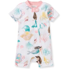 Burt's Bees Baby Unisex Baby Short Sleeve Pajamas, One-Piece Sleeper Romper PJs, Snug Fit for Infants 3 to 24 Months, Magical Mermaids