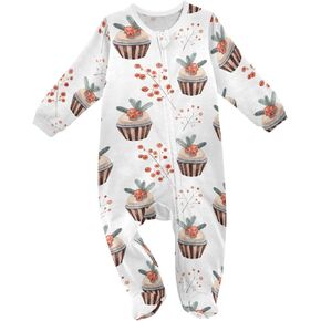 Wusikd Cartoon Dessert Baby One-Piece Footies Cute Bodysuit Rompers Zipper for Boys Girls 3M