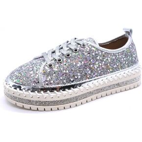 Women's Glitter Sparkly Fashion Sneakers Casual Non Slip Comfortable Platform Shoes Wedding Walking Shoes