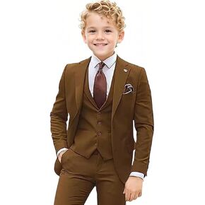 Boys Suit 4 Piece Formal Slim Fit Kids WeddingTuxedo Suits Set Jacket Vest Pants and Tie for Boy