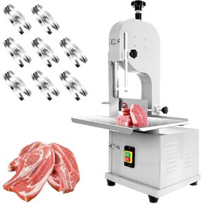 1500W Electric Bone Saw Machine | 20" x 16" Meat Cutting Table | Stainless Steel Bandsaw Machine | 0.04-8" Cutting Thickness with 8 Saw Blades | Countertop Bone Cutter Machine for Rib Pork Beef