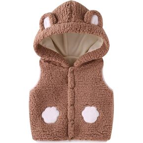 Aivtalk Baby Toddler Fleece Vest with Hood Cute Sleeveless Jacket Thick Outerwear for Boys Girls