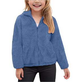 Unisex Boys Girls Fleece Lined Sherpa Hoodie Kids Zipper Warm Winter Hoodies Pullover Hooded Sweatshirt Winter Jacket