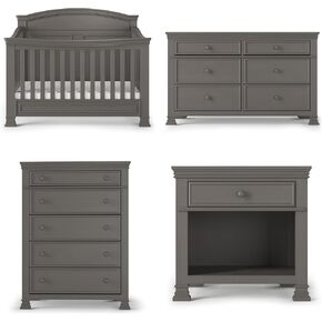 Child Craft Westgate Crib, Double Dresser, Chest, and Nightstand Nursery Set, 4-Piece, Includes 4-in-1 Convertible Crib, Dresser, Chest, and Nightstand, Arrives Fully Assembled (Chelsea Gray)