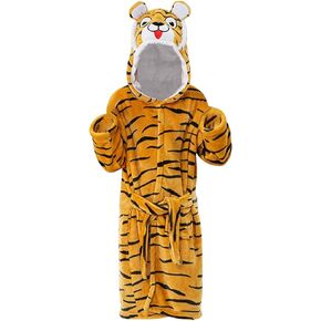 Baby Boys Girls 𝐂artoon Tiger Bath𝐫obes Hooded Warm Flannel 𝗡ight-𝐑obes 𝐒leepwear Cute Warm Kids 6-9 Month Sleepers