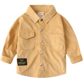 Toddler Baby Boys Shirt Long Sleeve Button Down Western Shirts Casual School Summer Solid Color Tops with Pocket