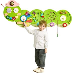 VEVOR Caterpillar Activity Wall Busy Board Wall, 12 Wall Activities Board, Montessori Sensory Wall Panel for Kids 3-12 Years, Sensory Wall Activity Board, Ideal for Toddler Playroom Nursery Classroom