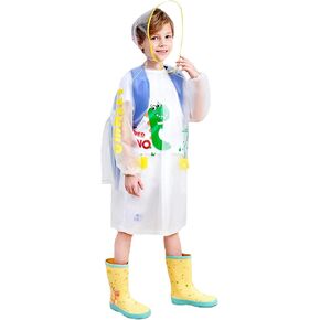 Kids Raincoat Rain Poncho, Portable Hooded Poncho Jacket Rain Coat for Boys Girls, Children Windbreaker Girl Coats