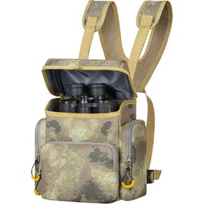 Binocular Harness Chest Pack, Camouflage Bino Case with Adjustable Strap, Magnetic Closure for Hunting Hiking Shooting