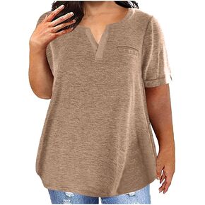 Women Fashion Top Color Block Gradient Print V Neck Top Shirt Short Sleeve Shirt Casual Plain Long Sleeve Shirt