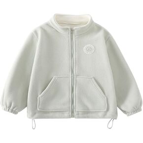 Unisex Fleece Jacket for Boys Girls Toddler Kids Long Sleeve Warm Coats Outwear Full-Zip Jacket for Fall Winter