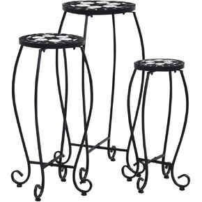 Mosaic Tables 3pcs Black and White Ceramic Focus on More Fitting