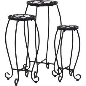 Mosaic Tables 3pcs Black and White Ceramic