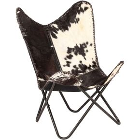 Butterfly Chair Black and White Goat Leather 1Ps 246390