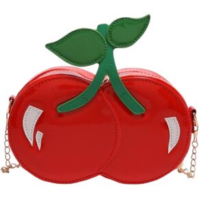 Women's Cherry Shape Tote Bag with Chain Strap for Crossbody Use, PU Leather Shoulder Bag for Daily Outings