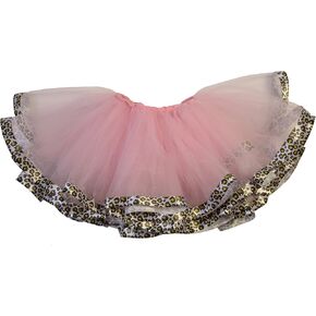 Maxine Girl's Fluffy Pink Tulle Tutu Dance Pettiscirt مع شريط الفهد