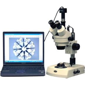 AMSCOPE SM-2TZ-DK-5M محترف مجهر استريو ثريو تكبير ، WH10X ، التضخم من 3.5 × 90X ، 0.7x-4.5x Zoom الهدف ، إضاءة هالوجين العلوية والسفلية ، حامل عمود ، 110 فولت -120 فولت.