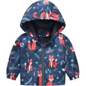 Toddler Baby Spring Jacket Girls Boys Cute Cartoon Windbreaker Coats Rain Jacket Hooded Zip Light Outerwear