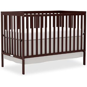 Baby Crib 5-in-1 Convertible, Wooden Nursery Cribs Converts to Toddler Bed, Daybed and Full Size Bed, 3 Adjustable Base, Non-Toxic Finish (White)